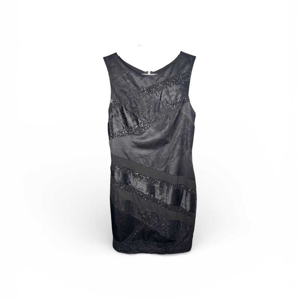 Jessica Simpson | Dresses | Jessica Simpson Black Sequin Lace Dress Cutout Back 6